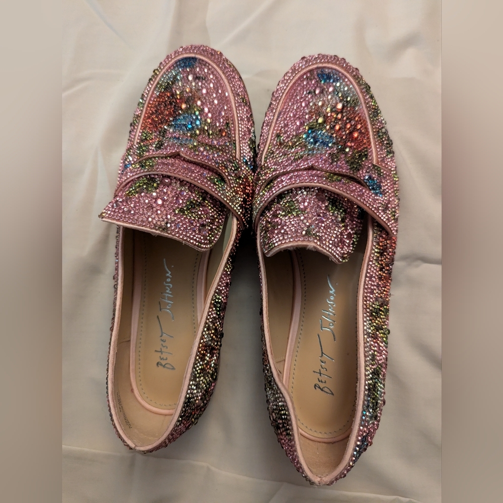 Like New Betsey Johnson Pink Sparkle Loafers in 6W